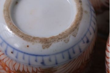 アンティーク雑貨　江戸〜明治　色絵金襴手湯呑6客(古伊万里・猪口)