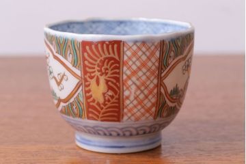 古民具・骨董　幕末〜明治　色絵金襴手向付5客(伊万里・猪口)