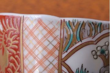 古民具・骨董　幕末〜明治　色絵金襴手向付5客(伊万里・猪口)