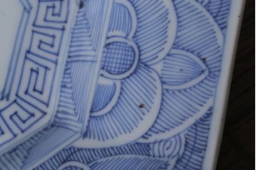 アンティーク雑貨　古民具・骨董　江戸〜明治　線描き染付八角皿