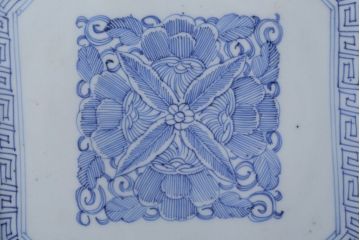 アンティーク雑貨　古民具・骨董　江戸〜明治　線描き染付八角皿