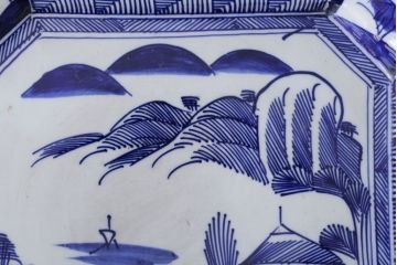 アンティーク雑貨　古民具・骨董　明治期!染付八角皿(伊万里)