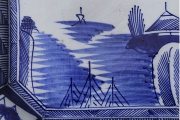 アンティーク雑貨　古民具・骨董　明治期!染付八角皿(伊万里)