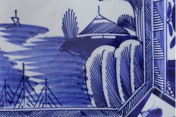 アンティーク雑貨　古民具・骨董　明治期!染付八角皿(伊万里)