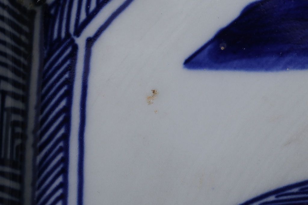 アンティーク雑貨　古民具・骨董　明治期!染付八角皿(伊万里)