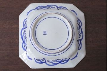 アンティーク雑貨　古民具・骨董　明治期!染付八角皿(伊万里)