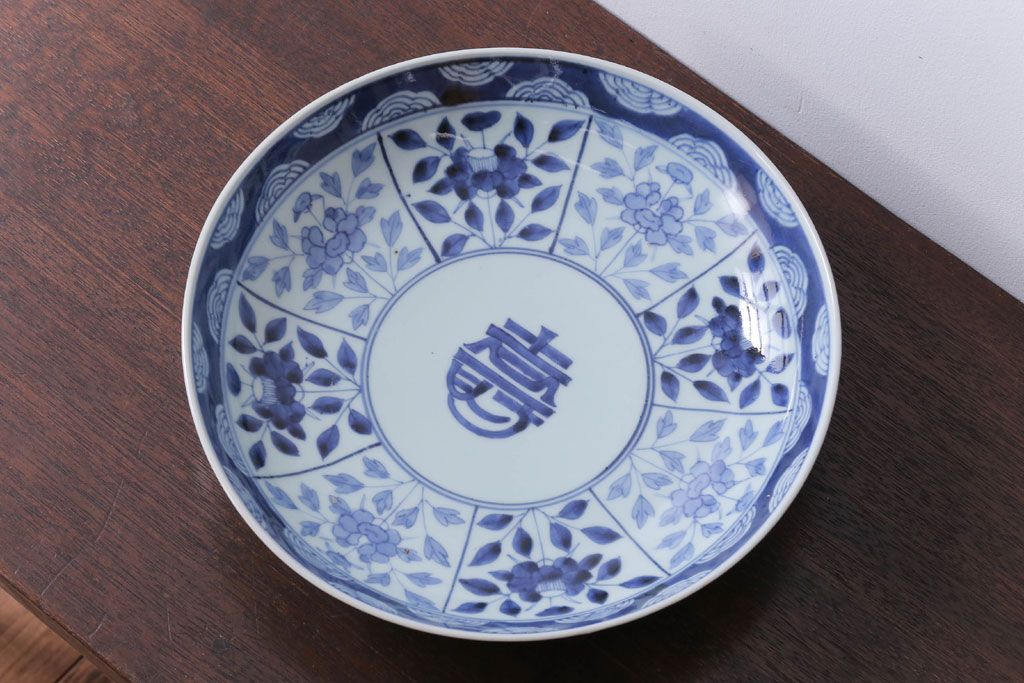 古民具・骨董　江戸期　大明成化年製!芙蓉手染付大皿