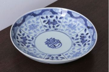 古民具・骨董　江戸期　大明成化年製!芙蓉手染付大皿