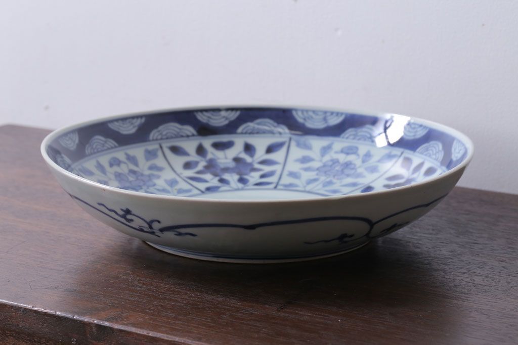 古民具・骨董　江戸期　大明成化年製!芙蓉手染付大皿