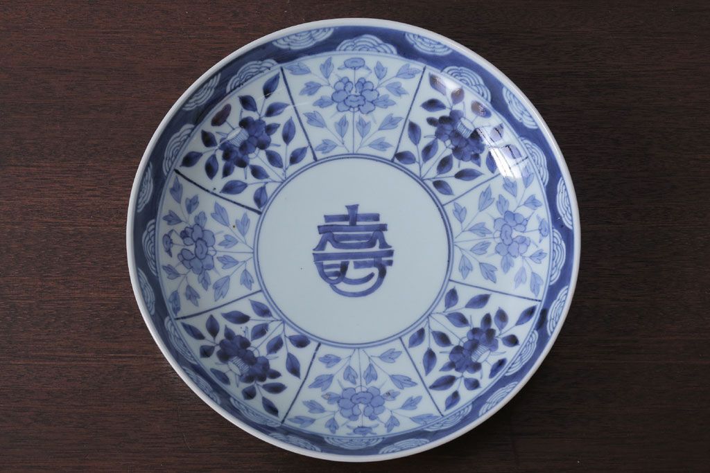 古民具・骨董　江戸期　大明成化年製!芙蓉手染付大皿