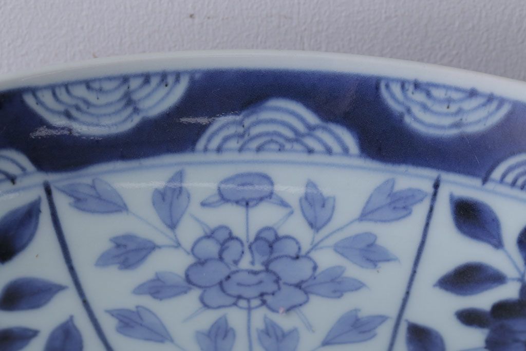 古民具・骨董　江戸期　大明成化年製!芙蓉手染付大皿