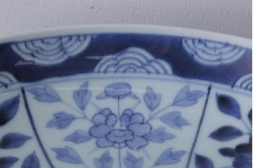 古民具・骨董　江戸期　大明成化年製!芙蓉手染付大皿