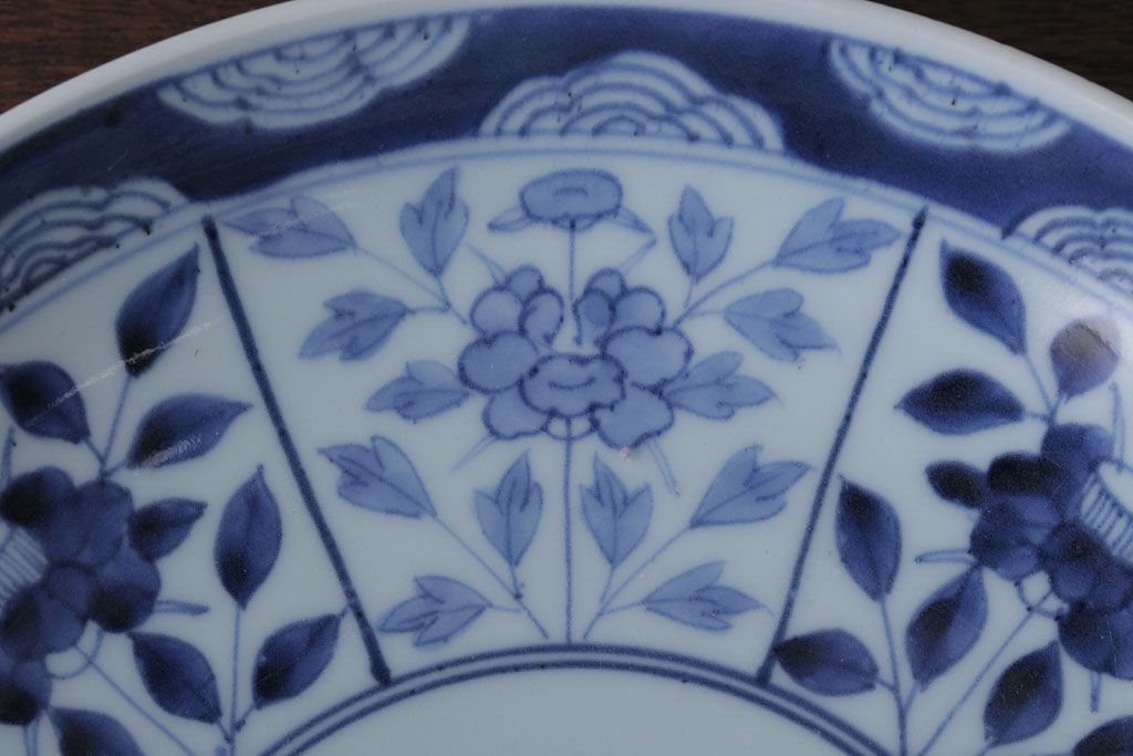 古民具・骨董　江戸期　大明成化年製!芙蓉手染付大皿