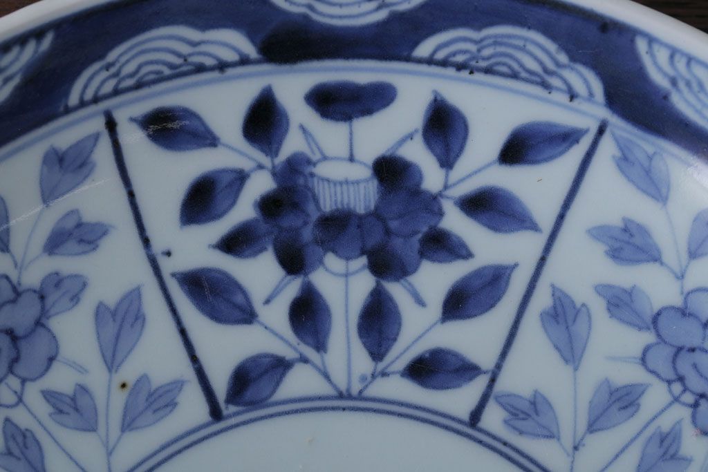 古民具・骨董　江戸期　大明成化年製!芙蓉手染付大皿