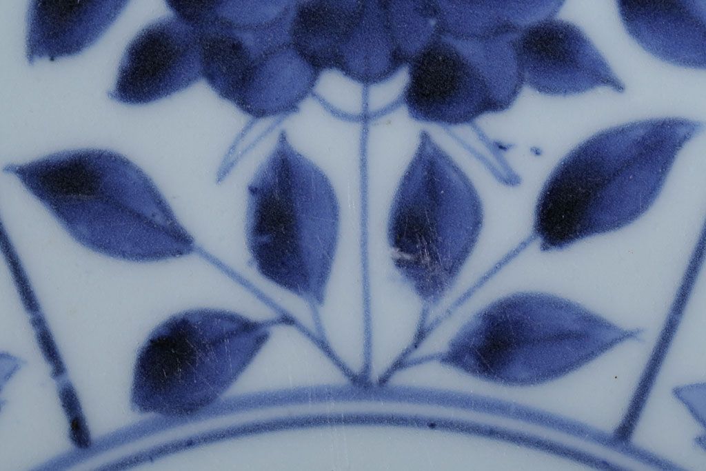 古民具・骨董　江戸期　大明成化年製!芙蓉手染付大皿