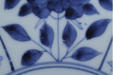 古民具・骨董　江戸期　大明成化年製!芙蓉手染付大皿