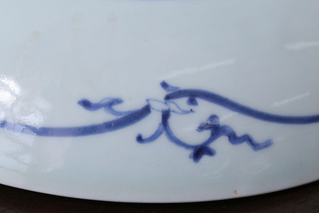 古民具・骨董　江戸期　大明成化年製!芙蓉手染付大皿