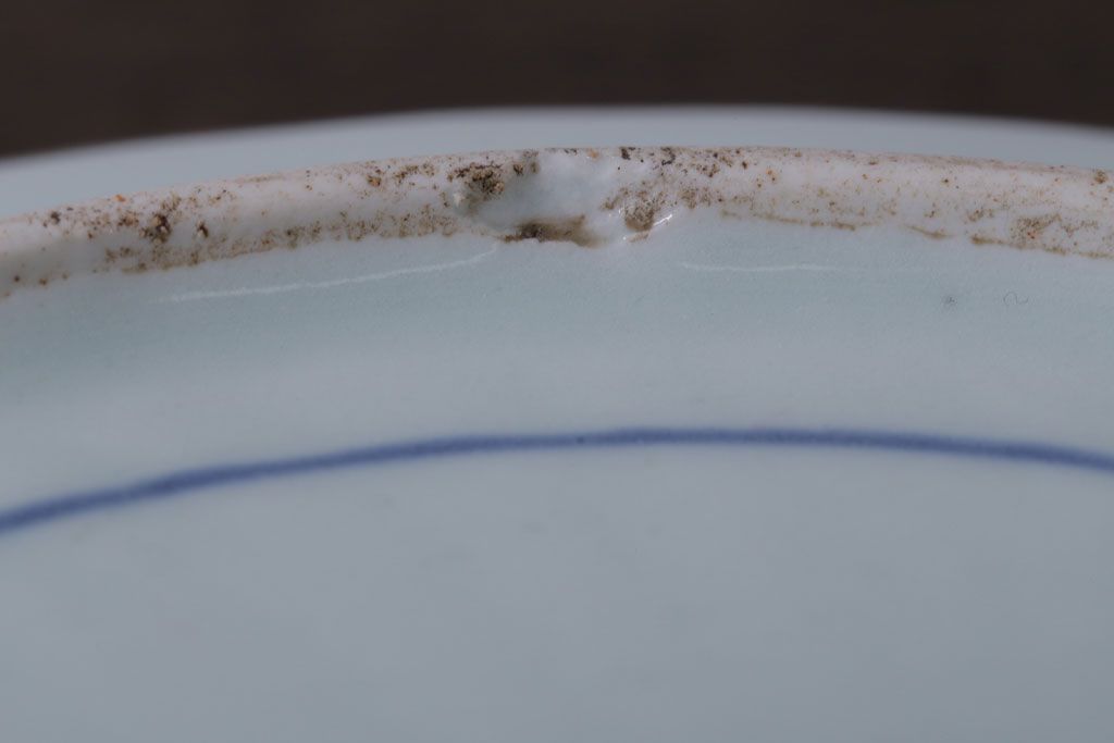 古民具・骨董　江戸期　大明成化年製!芙蓉手染付大皿