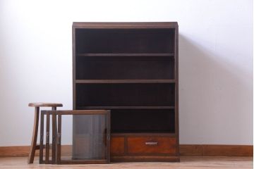 アンティーク家具　アンティーク　古い木が味わい深いシンプルな収納棚