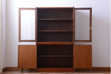 レトロ家具　昭和レトロ　シンプルなアンティーク食器棚(カップボード)