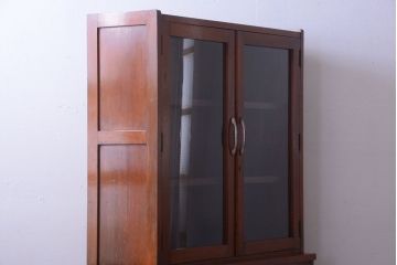 レトロ家具　昭和レトロ　シンプルなアンティーク食器棚(カップボード)