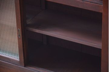 アンティーク家具　和製アンティーク　モールガラス入り引き戸付き!モダンな縦型収納棚