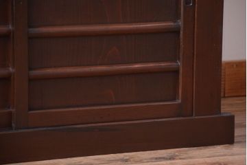 アンティーク家具　古民具・骨董　横桟引き戸の小さな三尺水屋箪笥サイドボード(テレビボード)
