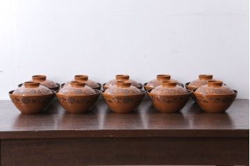 アンティーク雑貨　大正四年　蒔絵の美しい木製お椀10客(漆器)