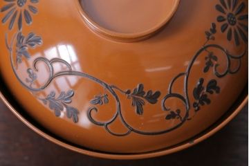 アンティーク雑貨　大正四年　蒔絵の美しい木製お椀10客(漆器)