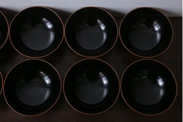 アンティーク雑貨　大正四年　蒔絵の美しい木製お椀10客(漆器)