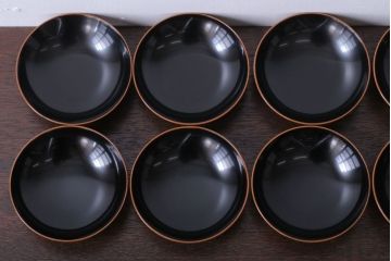 アンティーク雑貨　大正四年　蒔絵の美しい木製お椀10客(漆器)