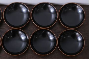 アンティーク雑貨　大正四年　蒔絵の美しい木製お椀10客(漆器)