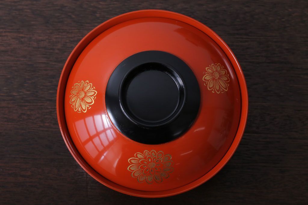 アンティーク　沈金蒔絵木製椀5客セット