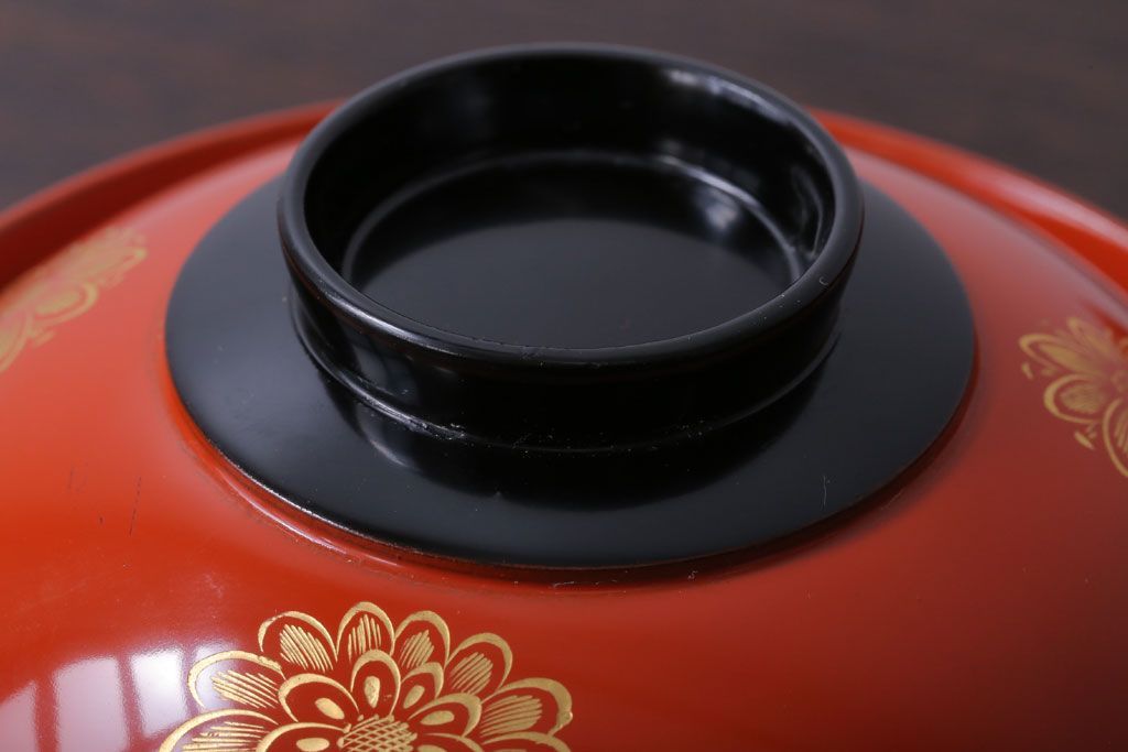 アンティーク　沈金蒔絵木製椀5客セット