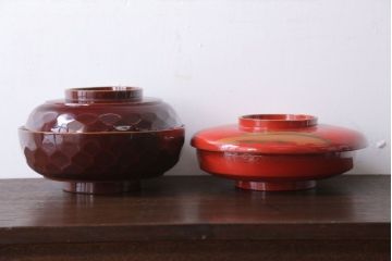 アンティーク雑貨　大正〜昭和初期　金蒔絵菓子鉢2点(漆器)