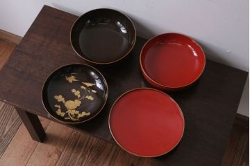 アンティーク雑貨　大正〜昭和初期　金蒔絵菓子鉢2点(漆器)