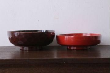 アンティーク雑貨　大正〜昭和初期　金蒔絵菓子鉢2点(漆器)