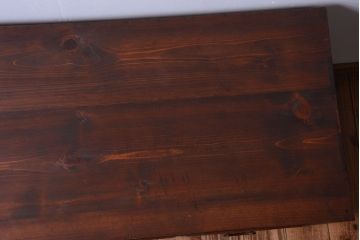 アンティーク家具　アンティーク　気泡ガラス引き戸の鉄脚ローボード