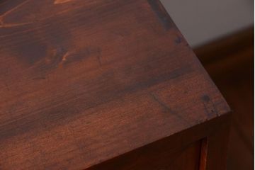 アンティーク家具　アンティーク　気泡ガラス引き戸の鉄脚ローボード