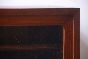 アンティーク家具　アンティーク　気泡ガラス引き戸の鉄脚ローボード