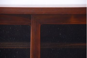 アンティーク家具　アンティーク　気泡ガラス引き戸の鉄脚ローボード