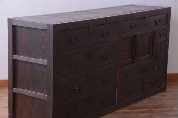 アンティーク家具　古民具・骨董　大きな収納箪笥サイドボード(水屋箪笥)