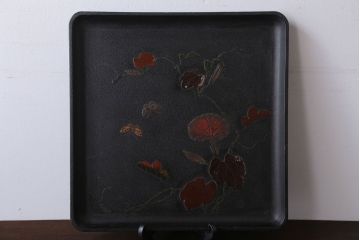 アンティーク雑貨　古民具・骨董　明治期　石目塗蒔絵膳9客