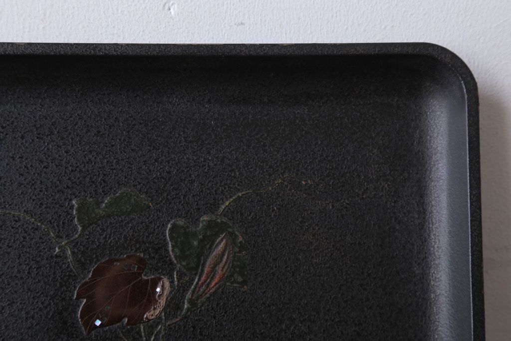 アンティーク雑貨　古民具・骨董　明治期　石目塗蒔絵膳9客