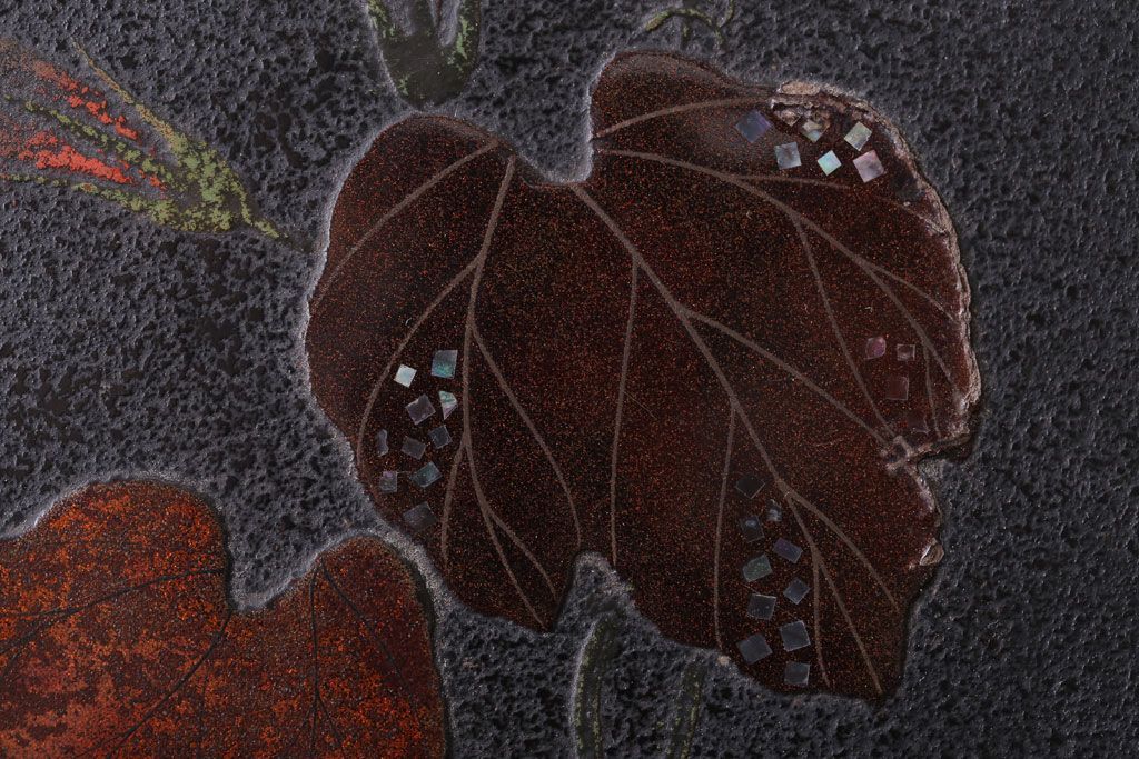 アンティーク雑貨　古民具・骨董　明治期　石目塗蒔絵膳9客