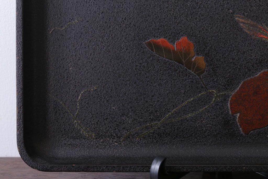 アンティーク雑貨　古民具・骨董　明治期　石目塗蒔絵膳9客