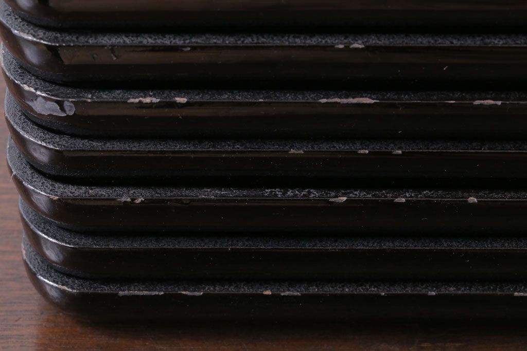 アンティーク雑貨　古民具・骨董　明治期　石目塗蒔絵膳9客