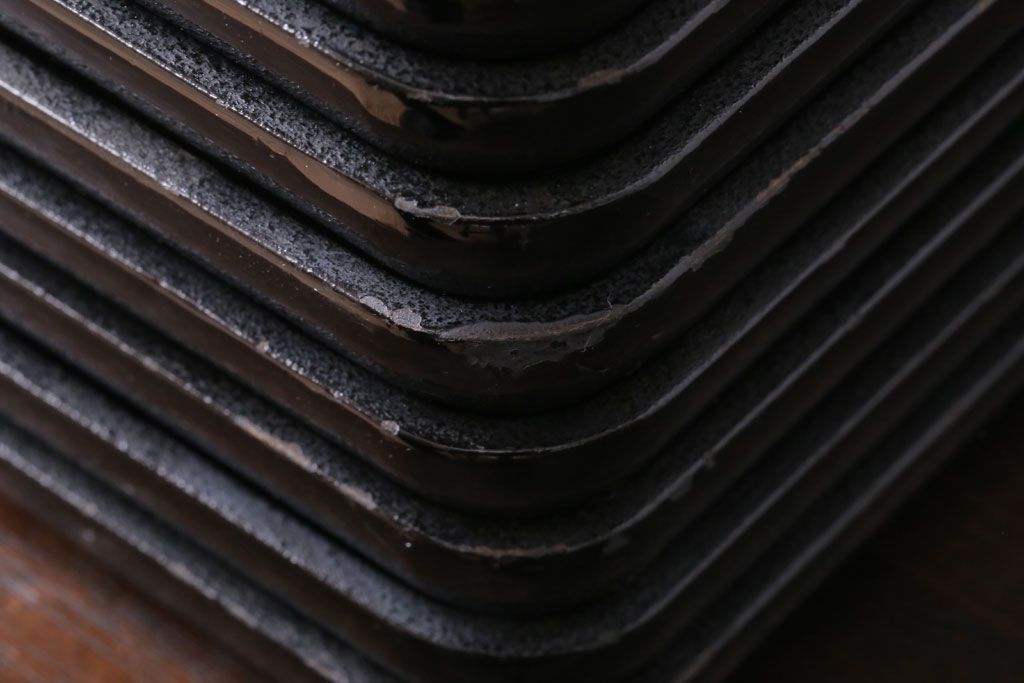 アンティーク雑貨　古民具・骨董　明治期　石目塗蒔絵膳9客