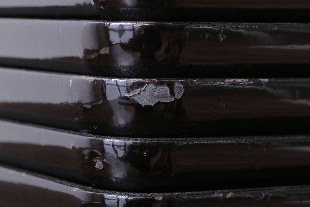 アンティーク雑貨　古民具・骨董　明治期　石目塗蒔絵膳9客