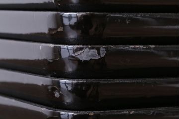 アンティーク雑貨　古民具・骨董　明治期　石目塗蒔絵膳9客